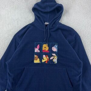 Vintage Winnie the Pooh Fleece Hoodie Large Disney Eeyore Embroidered Sweatshirt